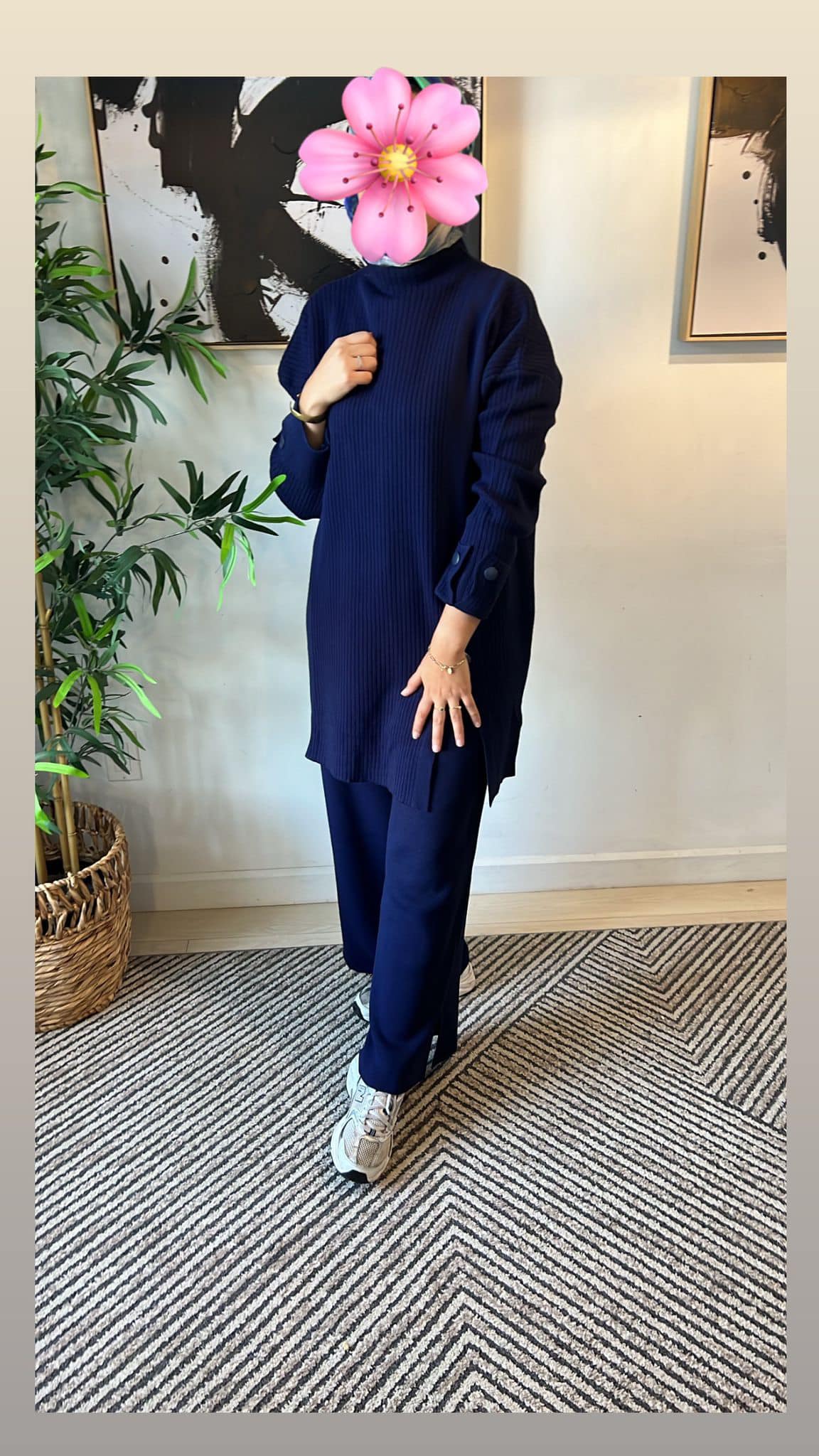 Ensemble en maille bleu marine
