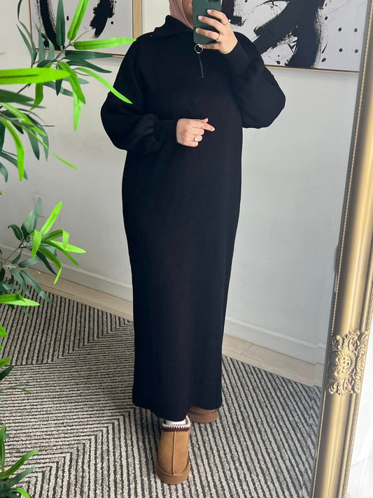 Robe Chandail Long en Maille Noire